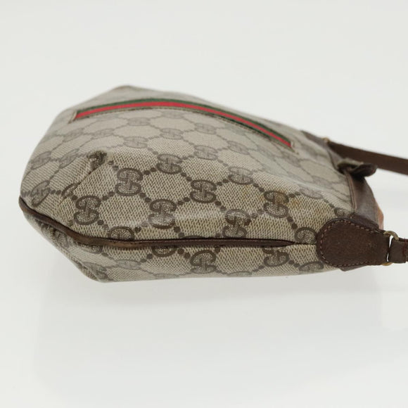 GUCCI GG Supreme Web Sherry Line Umhängetasche PVC Beige Rot Grün Auth 99352
