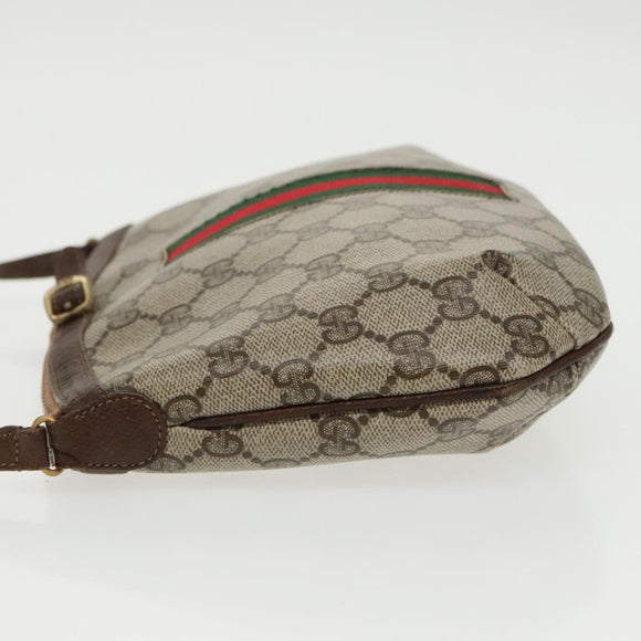 GUCCI GG Supreme Web Sherry Line Umhängetasche PVC Beige Rot Grün Auth 99352
