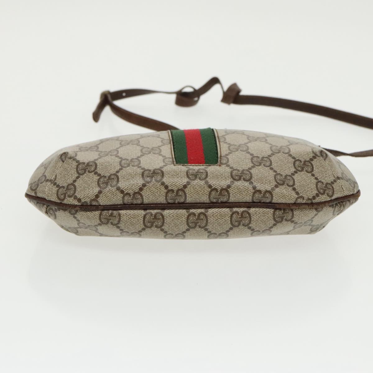 GUCCI GG Supreme Web Sherry Line Shoulder Bag PVC Beige Red Green Auth 99352