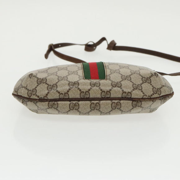 GUCCI GG Supreme Web Sherry Line Umhängetasche PVC Beige Rot Grün Auth 99352