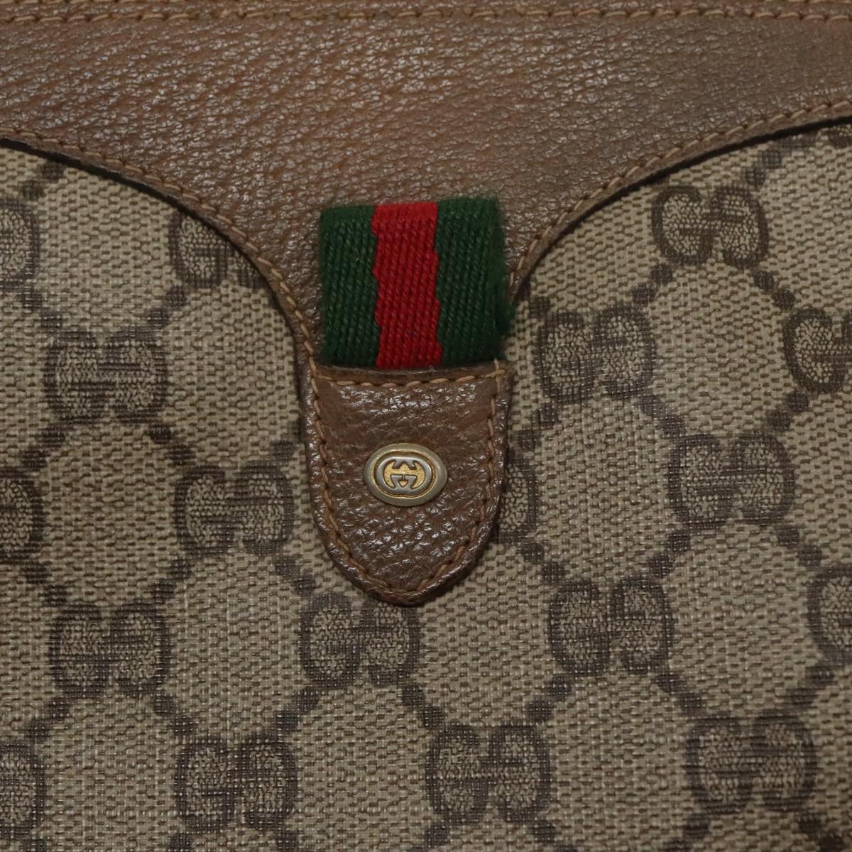 GUCCI GG Supreme Web Sherry Line Shoulder Bag PVC Beige 89 02 017 Auth 99353