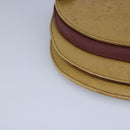 CARTIER Shoulder Bag Leather Beige Wine Red Auth 99355-14