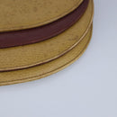 CARTIER Shoulder Bag Leather Beige Wine Red Auth 99355-9