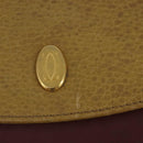 CARTIER Shoulder Bag Leather Beige Wine Red Auth 99355-10
