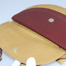 CARTIER Shoulder Bag Leather Beige Wine Red Auth 99355-11