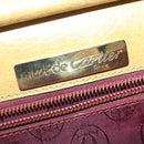 CARTIER Shoulder Bag Leather Beige Wine Red Auth 99355-18