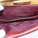 CARTIER Shoulder Bag Leather Beige Wine Red Auth 99355-12