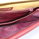 CARTIER Shoulder Bag Leather Beige Wine Red Auth 99355-19