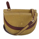 CARTIER Shoulder Bag Leather Beige Wine Red Auth 99355-1