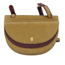 CARTIER Shoulder Bag Leather Beige Wine Red Auth 99355-13