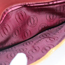 CARTIER Shoulder Bag Leather Beige Wine Red Auth 99355-22
