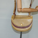 CARTIER Shoulder Bag Leather Beige Wine Red Auth 99355-23