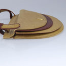 CARTIER Shoulder Bag Leather Beige Wine Red Auth 99355-3