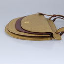 CARTIER Shoulder Bag Leather Beige Wine Red Auth 99355-4
