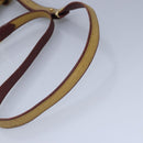 CARTIER Shoulder Bag Leather Beige Wine Red Auth 99355-7