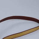 CARTIER Shoulder Bag Leather Beige Wine Red Auth 99355-8