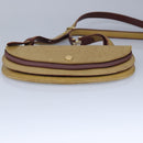 CARTIER Shoulder Bag Leather Beige Wine Red Auth 99355-5