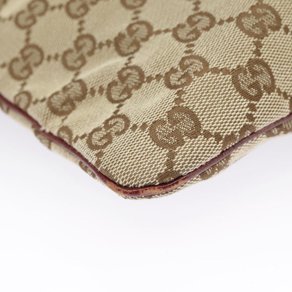 GUCCI GG Canvas Shoulder Bag Beige Silver 113013 Auth 99358