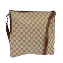 GUCCI GG Canvas Shoulder Bag Beige Silver 113013 Auth 99358-1