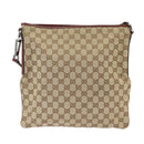 GUCCI GG Canvas Shoulder Bag Beige Silver 113013 Auth 99358-13