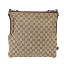 GUCCI GG Canvas Shoulder Bag Beige Silver 113013 Auth 99358-2