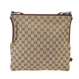 GUCCI GG Canvas Shoulder Bag Beige Silver 113013 Auth 99358 - 0