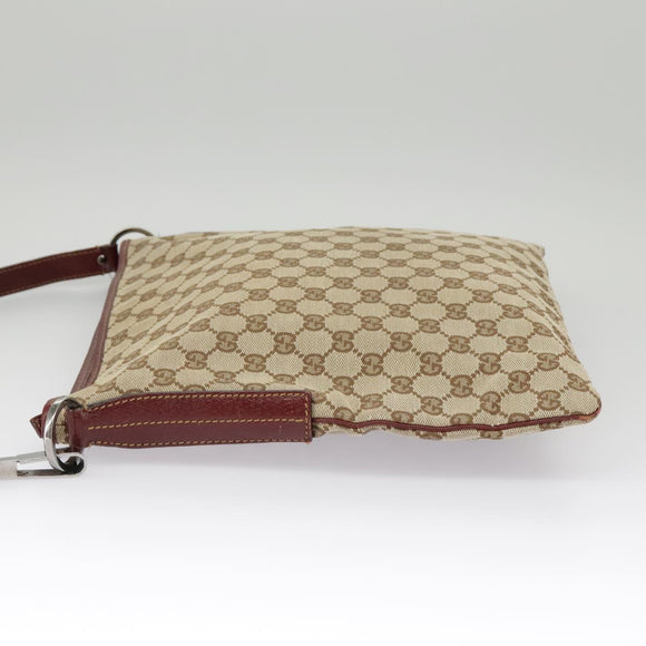 GUCCI GG Canvas Shoulder Bag Beige Silver 113013 Auth 99358