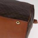 CELINE Macadam Canvas Boston Bag PVC Leather Brown Gold Auth 99360-15