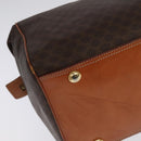 CELINE Macadam Canvas Boston Bag PVC Leather Brown Gold Auth 99360-16