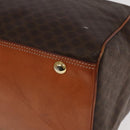 CELINE Macadam Canvas Boston Bag PVC Leather Brown Gold Auth 99360-17