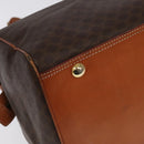 CELINE Macadam Canvas Boston Bag PVC Leather Brown Gold Auth 99360-8