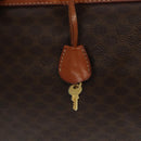 CELINE Macadam Canvas Boston Bag PVC Leather Brown Gold Auth 99360-18