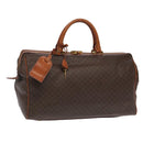 CELINE Macadam Canvas Boston Bag PVC Leather Brown Gold Auth 99360-1