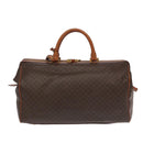 CELINE Macadam Canvas Boston Bag PVC Leather Brown Gold Auth 99360-13