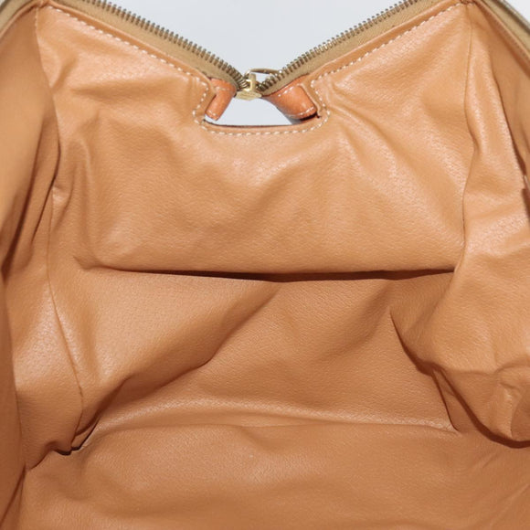 CELINE Macadam Canvas Boston Bag PVC Leather Brown Gold Auth 99360