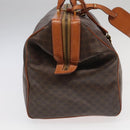CELINE Macadam Canvas Boston Bag PVC Leather Brown Gold Auth 99360-4