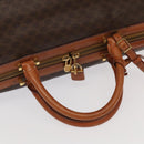 CELINE Macadam Canvas Boston Bag PVC Leather Brown Gold Auth 99360-7