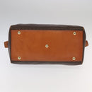 CELINE Macadam Canvas Boston Bag PVC Leather Brown Gold Auth 99360-5