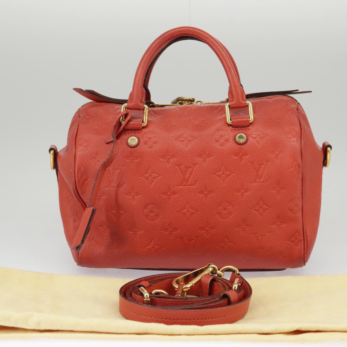 LOUIS VUITTON Empreinte Speedy Bandouliere 25 Bag 2way Scarlet M44145 Auth 99373