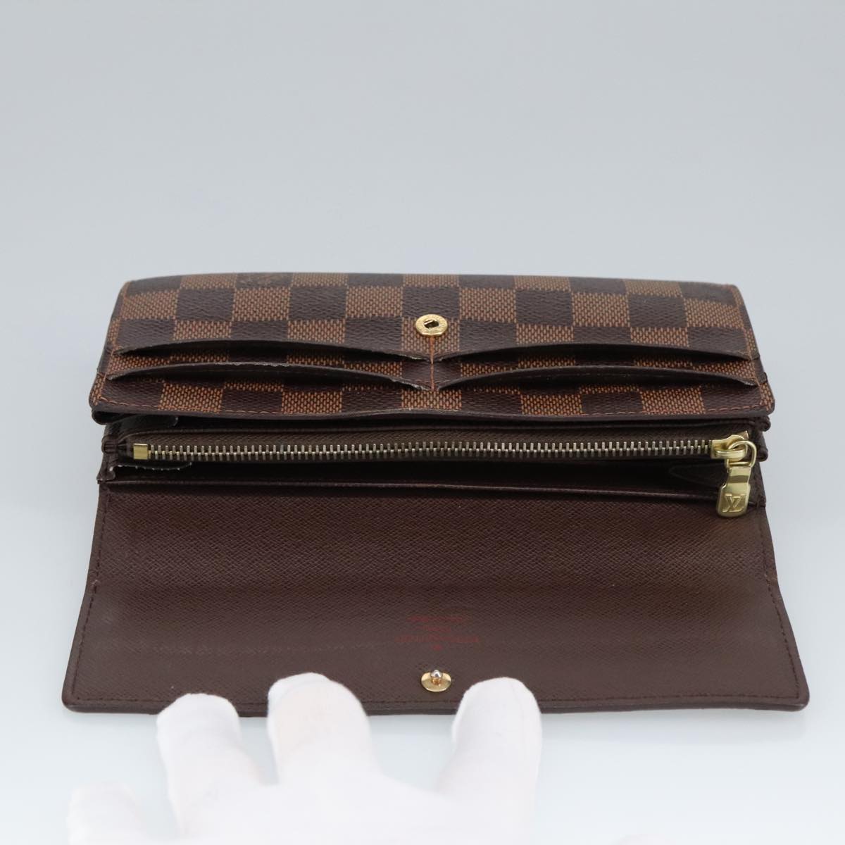 LOUIS VUITTON Damier Ebene Portefeuille Sarah Long Wallet N60491 LV Auth 99378