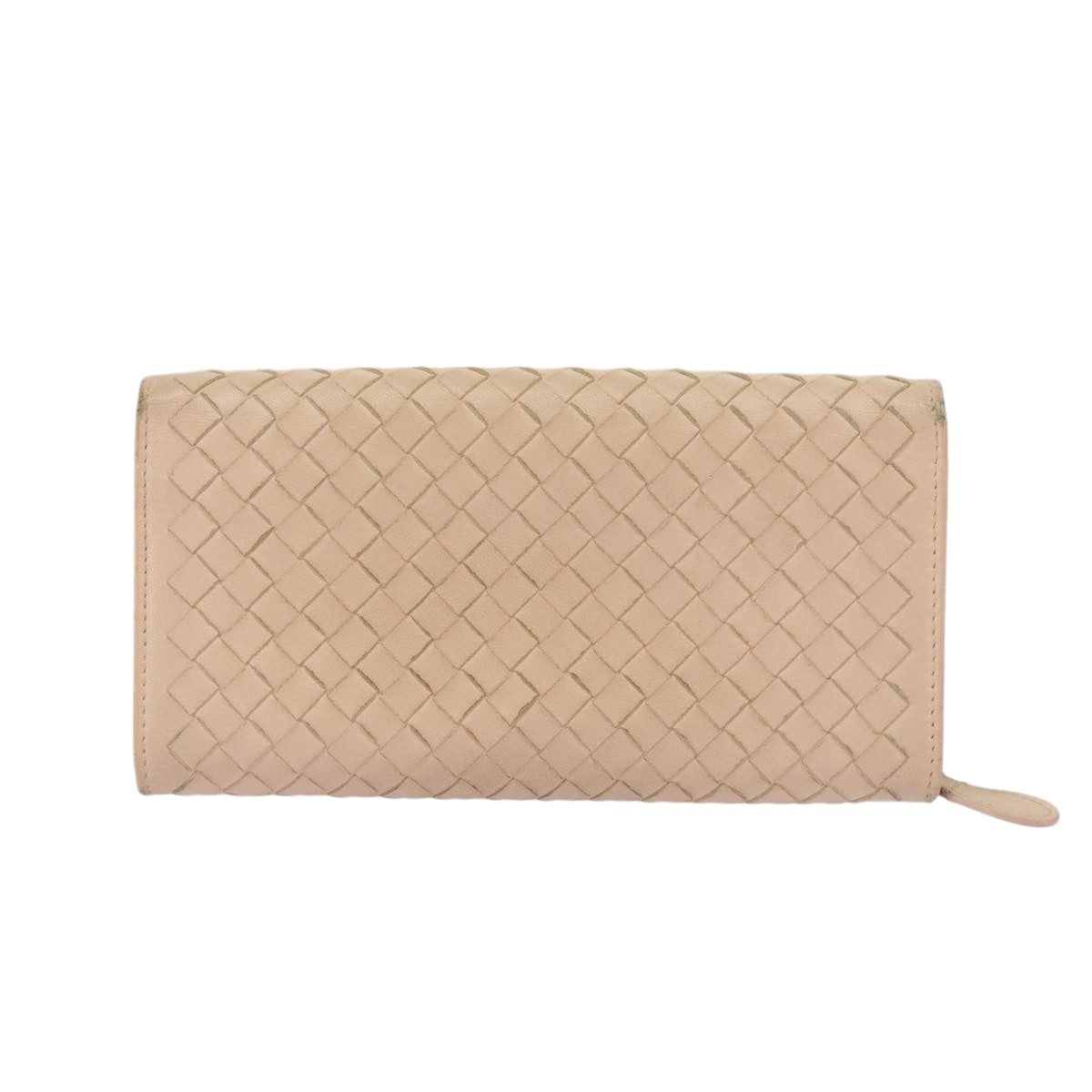 BOTTEGA VENETA INTRECCIATO Long Wallet Leather Pink Auth 99379