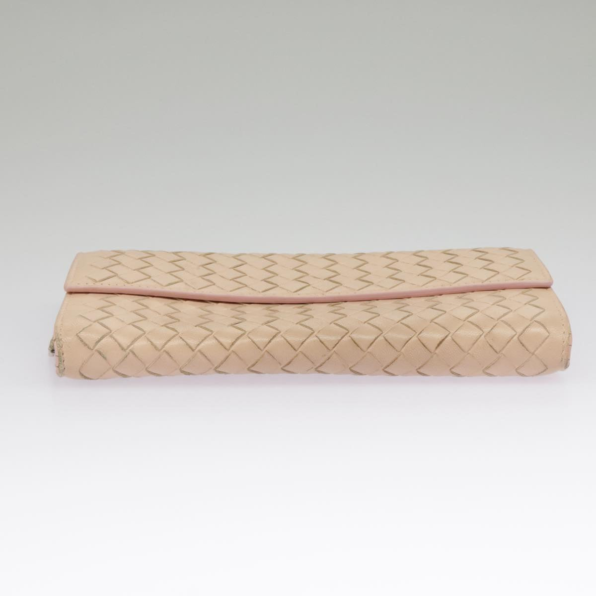 BOTTEGA VENETA INTRECCIATO Long Wallet Leather Pink Auth 99379