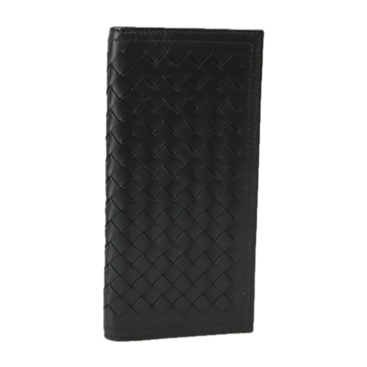 BOTTEGA VENETA INTRECCIATO Long Wallet Leather Black Auth 99380