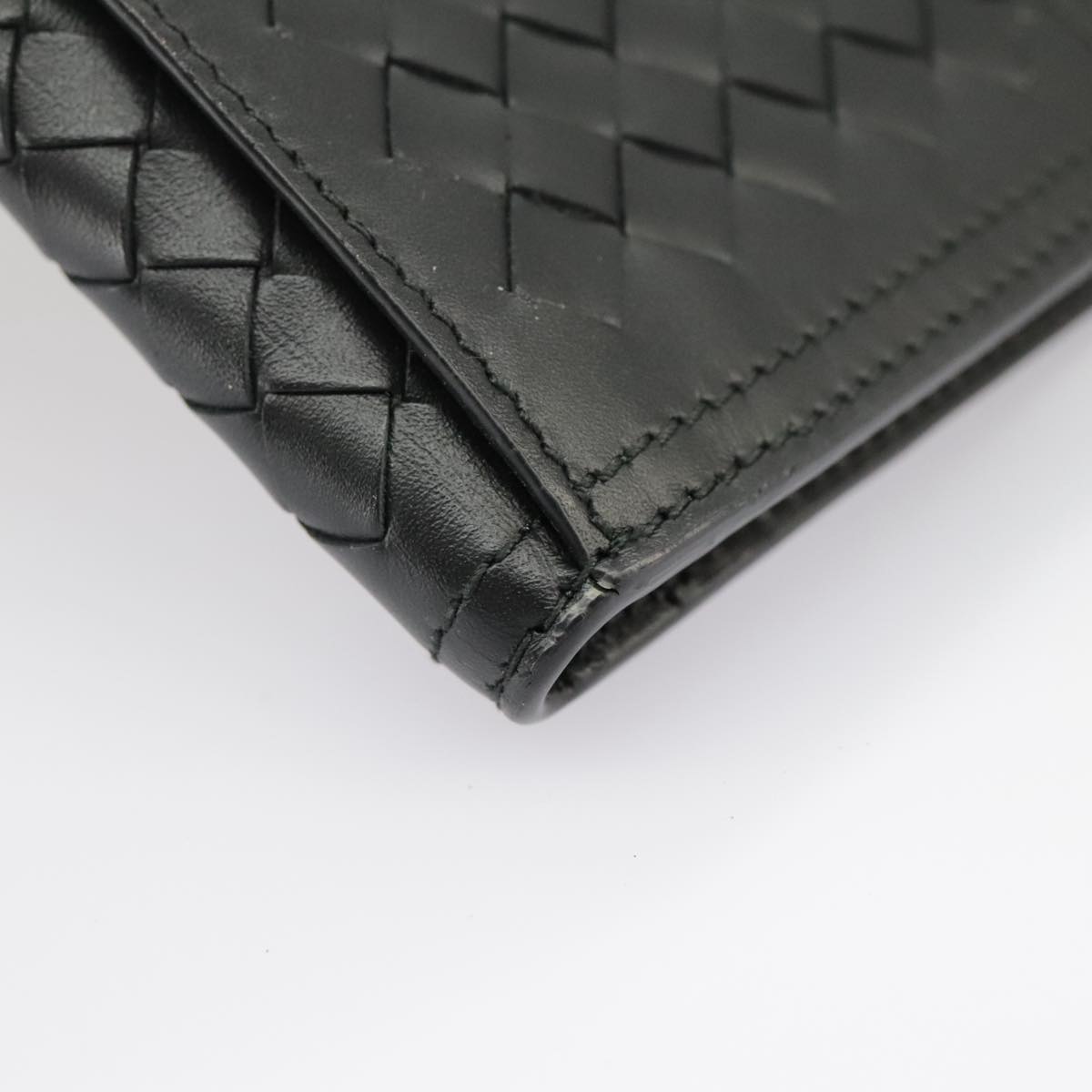 BOTTEGA VENETA INTRECCIATO Long Wallet Leather Black Auth 99380