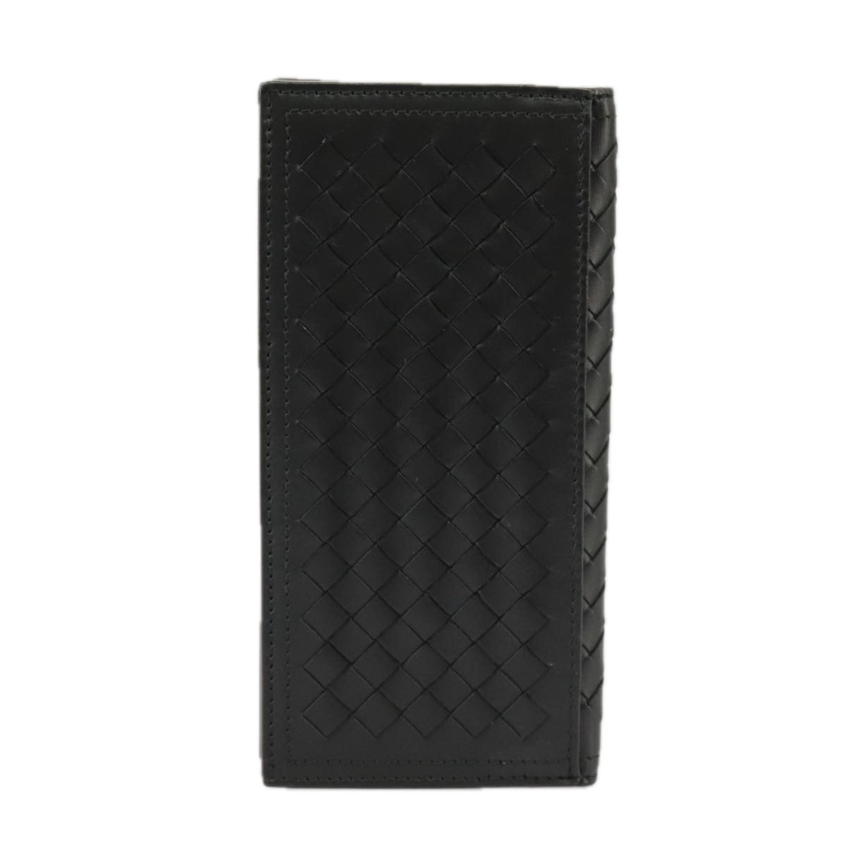 BOTTEGA VENETA INTRECCIATO Long Wallet Leather Black Auth 99380