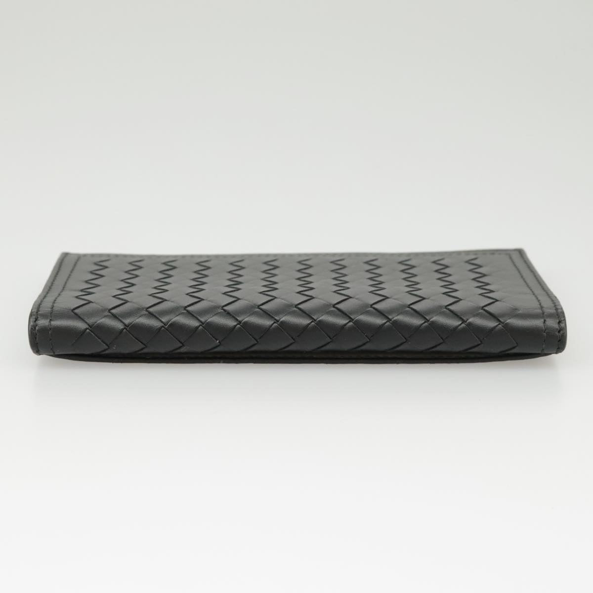 BOTTEGA VENETA INTRECCIATO Long Wallet Leather Black Auth 99380