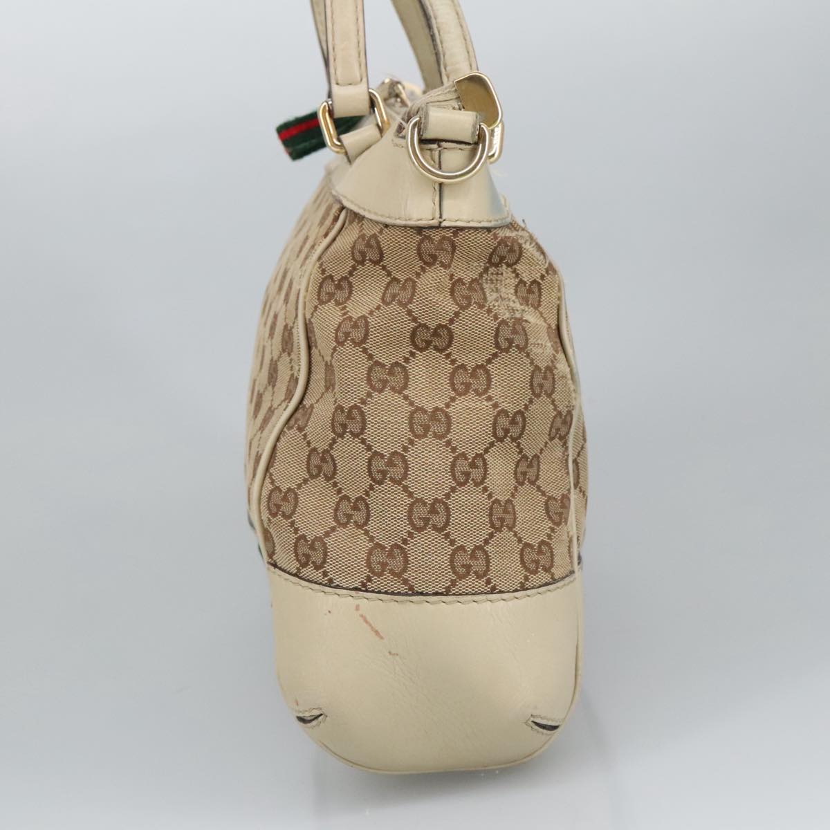 GUCCI GG Canvas Web Sherry Line Hand Bag 2way Beige Red 269894 Auth 99406