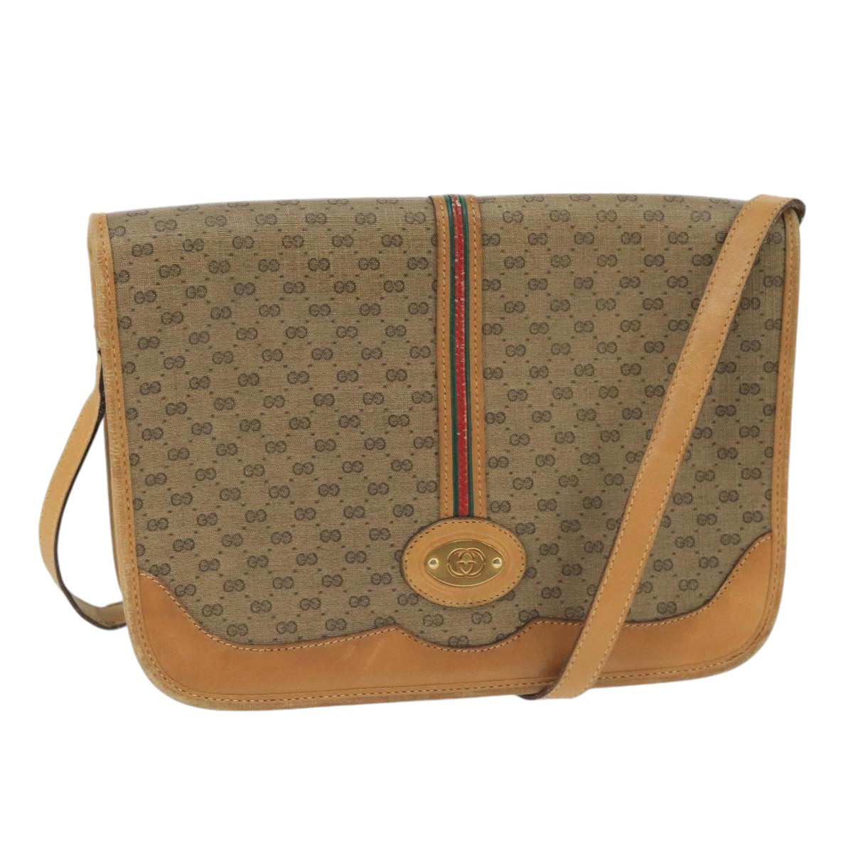 GUCCI Micro GG Supreme Shoulder Bag PVC Beige Gold 001 104 0551 Auth 99407