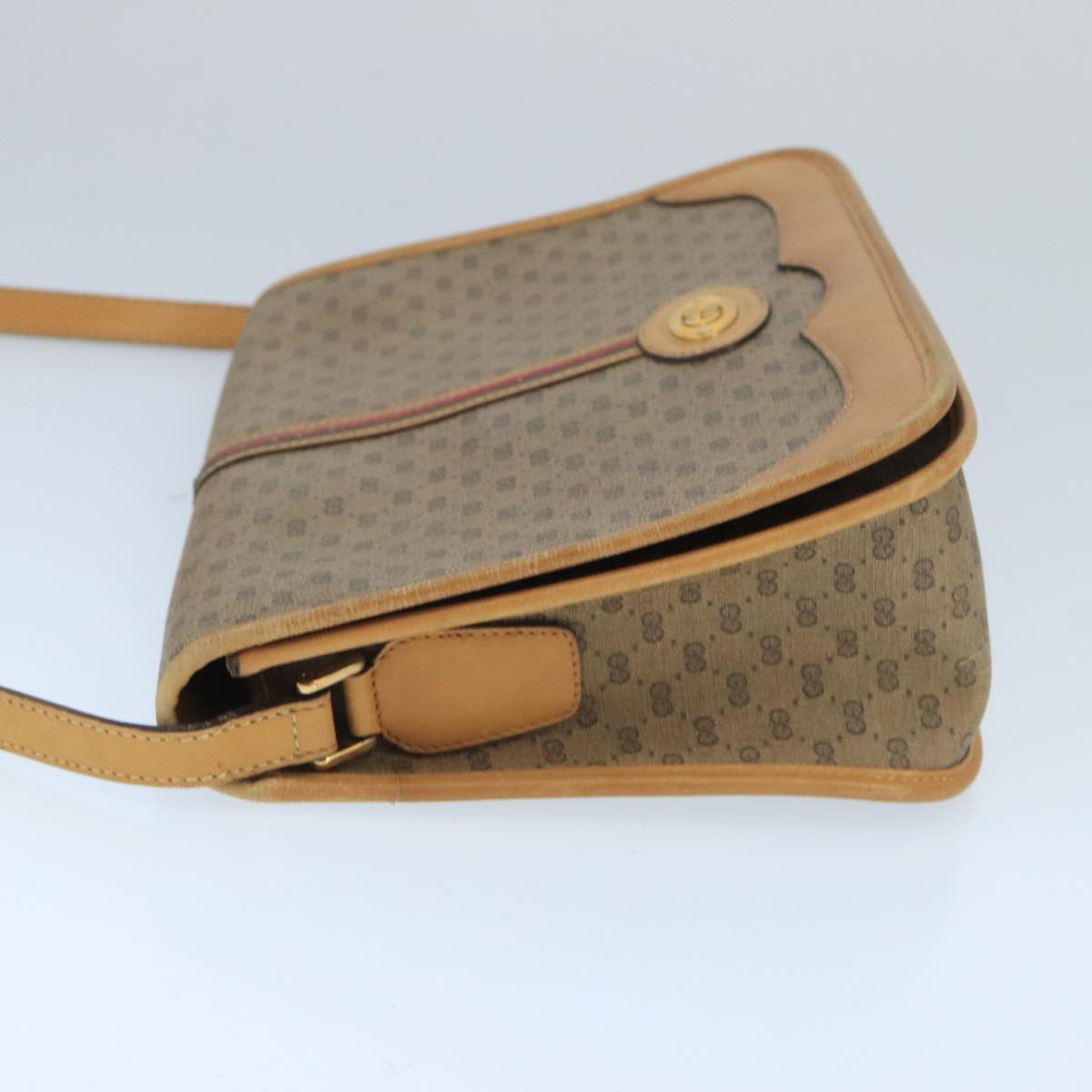 GUCCI Micro GG Supreme Shoulder Bag PVC Beige Gold 001 104 0551 Auth 99407