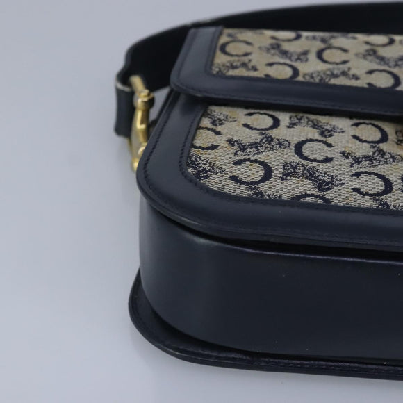 CELINE C saluki Shoulder Bag Canvas Navy Auth 99408